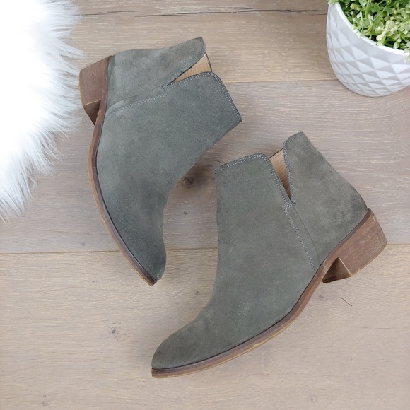 Splendid Shoes - Splendid Gray Suede Booties Side Cut Out